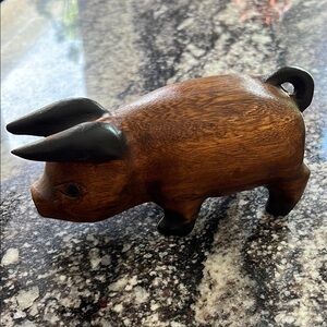 Handcrafted Wooden Pig Figurine